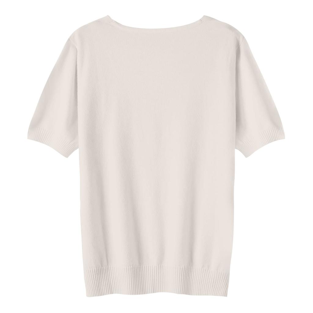 Women's Fashion Loose Knit Sweater Bottom Shirt V-Neck Pullover Sleeves Solid Color Top