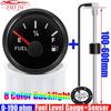 0-190 Ohm Fuel Float Level Sensor+52MM Fuel Level Gauge 8 Color Waterproof Pointer Oil Tank Meter Car Boat Marine 12V 24V