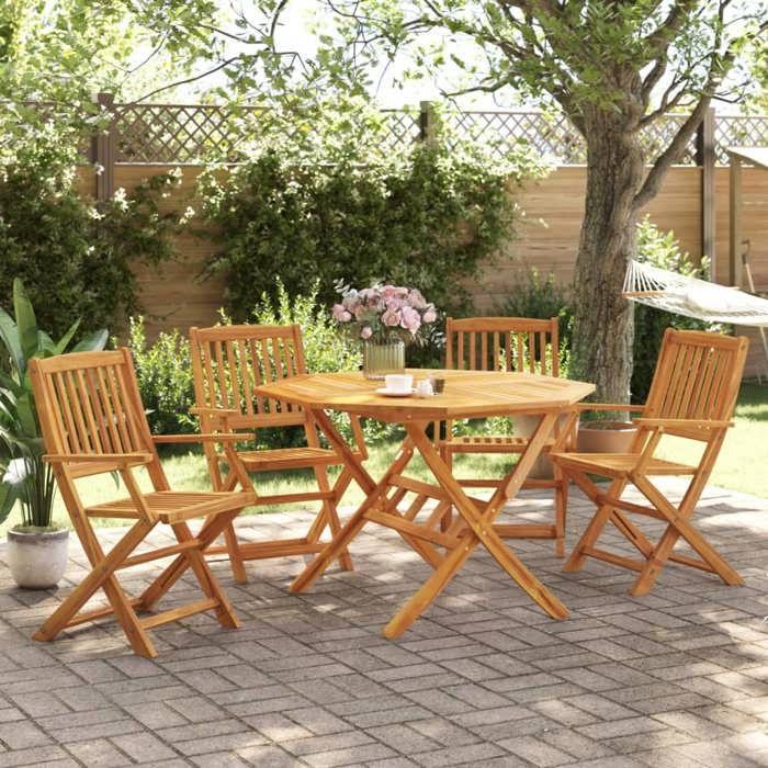 VidaXL Ensemble à manger de jardin pliable 5 pcs bois massif d’acacia, ensemble de salle à manger d'extérieur, meuble de 3295248