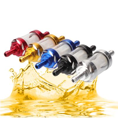 Universal 8mm CNC Aluminum Alloy Glass Gas Fuel Oil Filter For Motocross Dirt Pit Bike ATV Buggy Quad Motorcycle Parts