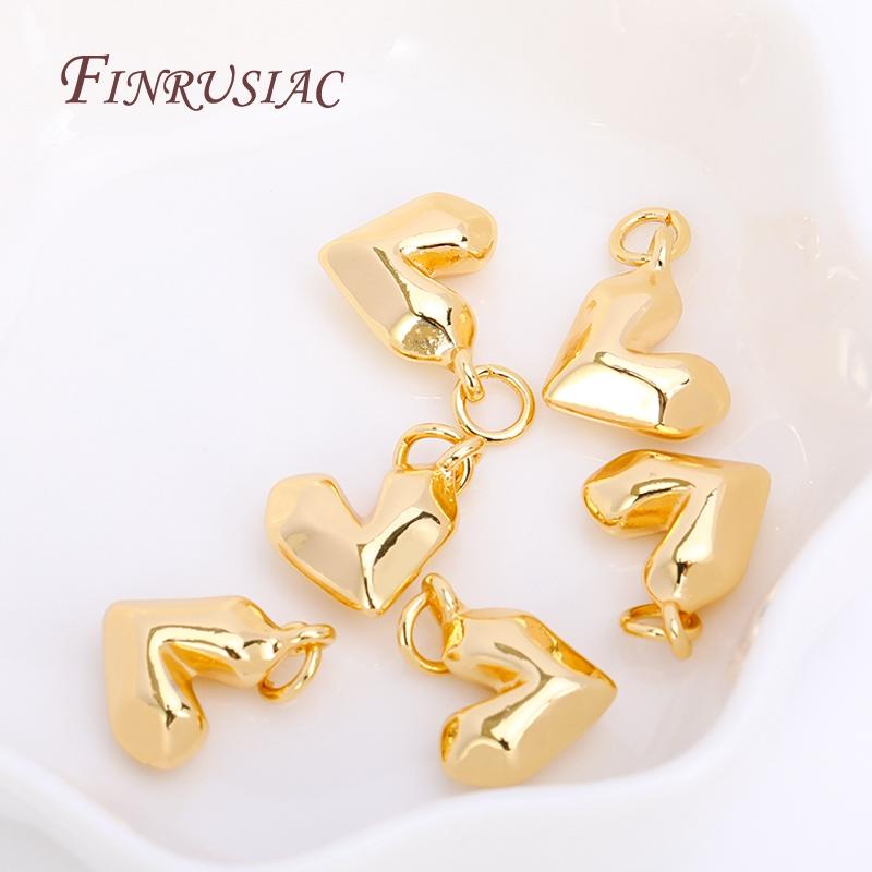14x12mm 18K Gold Color Plated Brass Heart Charms Pendants For Necklace Making,Trendy Charms DIY Jewelry Findings Accessories