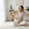 Decorazione per la Casa Boho Ornamento Celeste Ghirlanda Legno Fase Lunare Perline di Legno Appeso a Parete