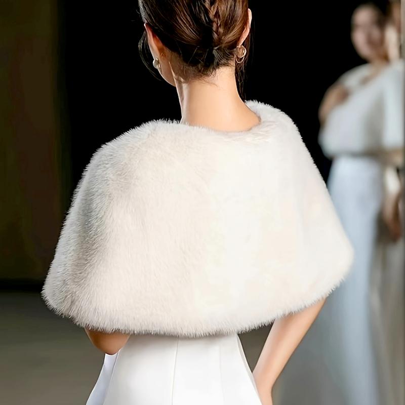 1 Stück Plüschfell Volles Kleid Schal Perle Lockerer Mantel Warmhalten Schal Winterumhang Weste