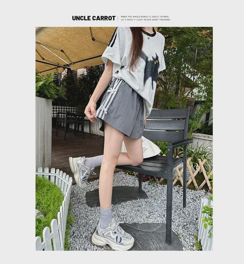 2025 Women's High Waist Striped Bow Shorts: Summer Casual Loose Fit, Wide Leg