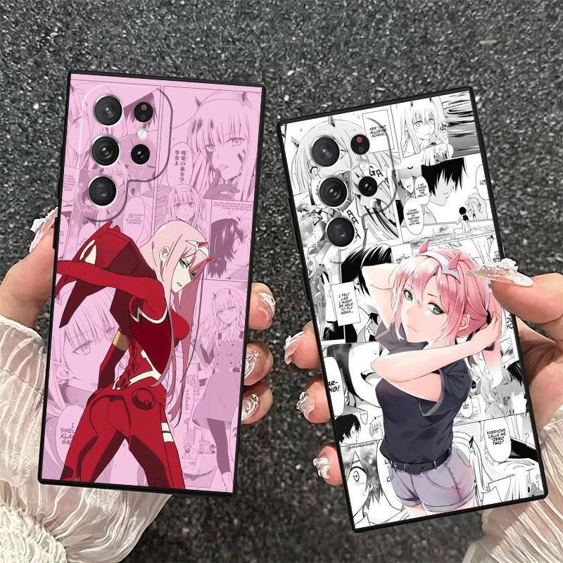 Darling Zero Two 02 Anime Soft Phone Case for Samsung Galaxy S26 S25 Edge S24 Ultra S23 Plus S22 S21 FE S20 Black Cover Back She