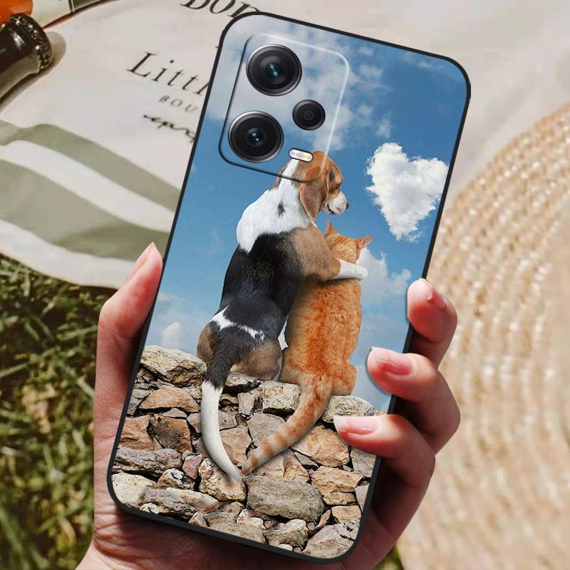 Dla Redmi Note 12 Pro 5G NFC Etui Czarna Pokrywka Lew Wilk Silikonowe Miękkie Tylne Etui Dla Telefonu Xiaomi Redmi Note12 Pro 5G Capa