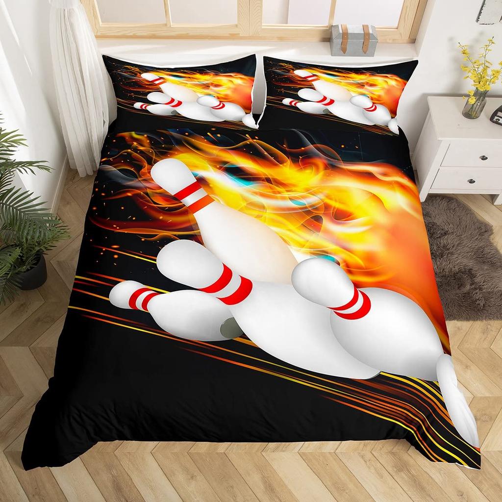 Bowling Pin Ball Lightweight Duvet Cover Sets Bowler Player Unique Gift Idea Twin Full Queen King Size Bedding Bed Sets No Quilt