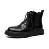 Men's Casual Platform Boots Black Tide Genuine Leather Shoes Business Office Dress Cowboy Ankle Boot Spring Autumn Botas Hombre