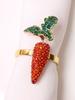 4PCS Christmas Deer Napkin Rings,Diamond-studded Carrot Napkin Holder,Napkin Buckle for Dining Room Family Dinner Table Decor