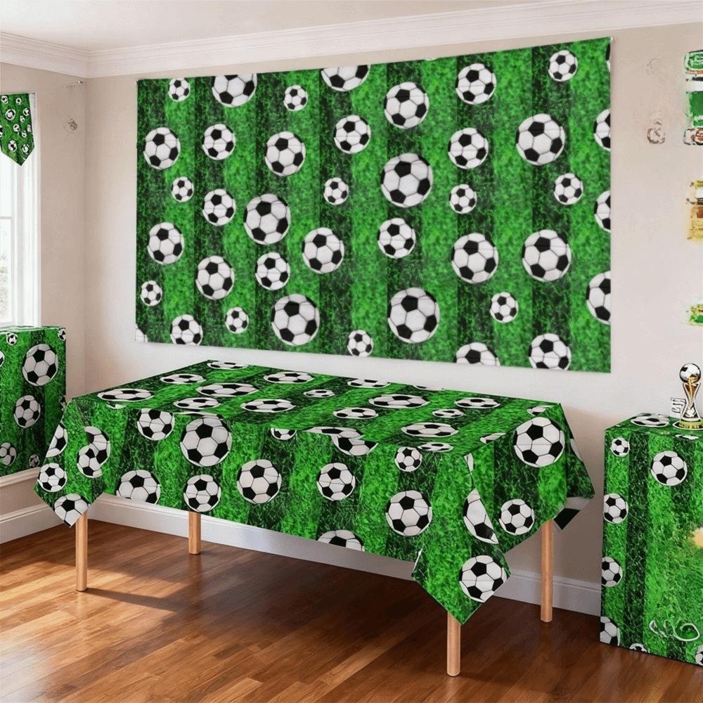 Soccer Grass Design Football Theme Tablecloth Plastic Soccer Banner  Party Decorations
