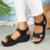 Fashion Ladies Shoes 2025 High Quality Hook Loop  Women's Sandals New Open Toe Casual Shoes Summer Solid Wedge Sandals Zapatos