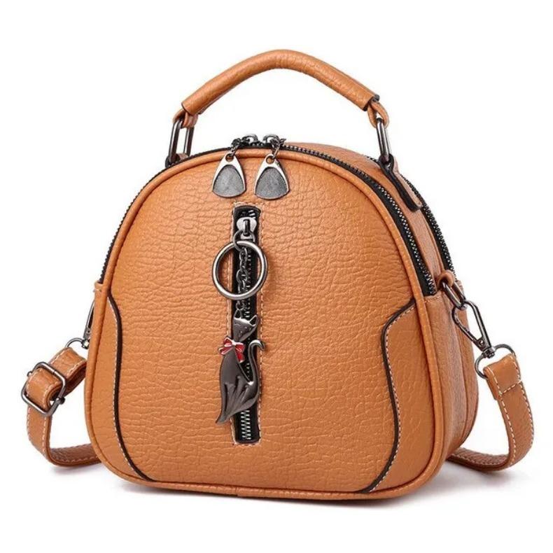High Quality solid PU Leather Women Bag Ladies Crossbody Messenger Shoulder Bags Vintage Handbags kitten ornaments