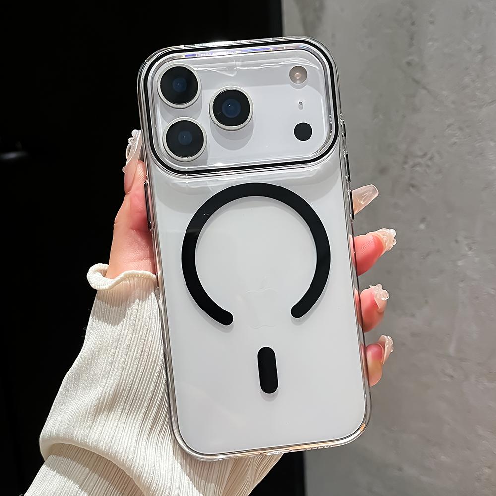 Titanium Gray Acrylic  charging phone case for For Iphone 17 16 15 14 13 12 Pro Max Air magnetic shockproof hard back cover