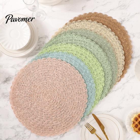 Heat Resistant Table Mats Round Insulated Placemat for Dining Table, Paper Place Mat, Waterproof Oil Proof Non Decorative Lace Slip Coaster