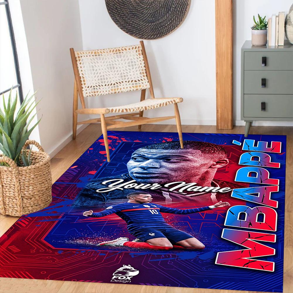 Mbappe Customized Name Floor Mat Design For Entryway Game Room Dining Room Outdoor Antislip Carpet Office Home Decor Perfect Gift For Friends Family