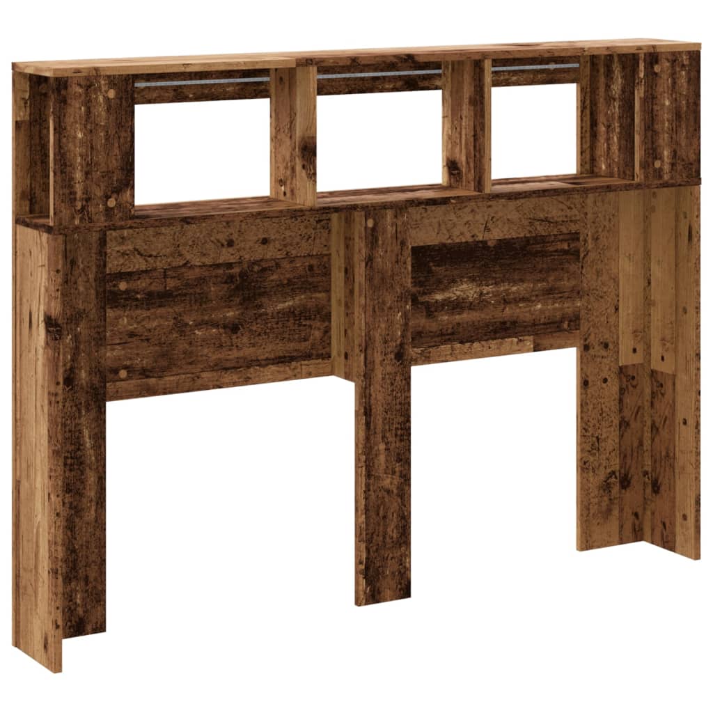 LED Headboard with Rustic Wood Look 140 x 18.5 x 103.5 cm Engineered Wood