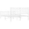 Metal Bed Frame with Headboard and Footboard White 135x190 Cm
