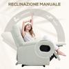 Manually Reclining Armchair to 60 degrees Extra Padded in Fabric with Footrest, Cream