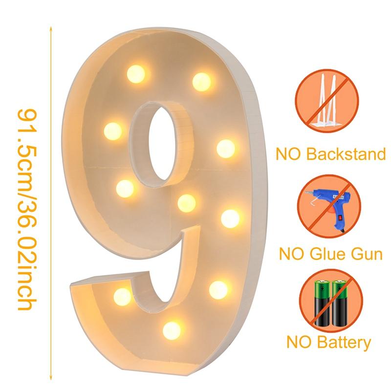 91.5cm Giant Led Light Birthday Number Figure 1st Birthday Anniversary Wedding Baby Shower Decor 30 40 50 Birthday Number Frame