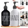 Hand Soap and Dish Soap Dispenser with Pump Soap Bottle for Farmhouse Kitchen Counter Bathroom Decor Organization 500ml