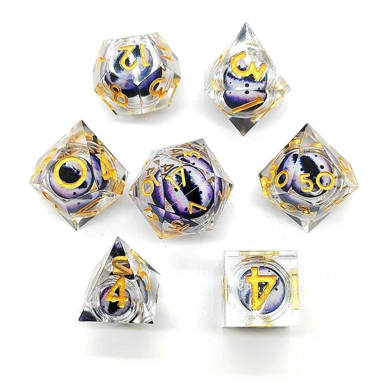 Dragon Eye Dice Set Liquid Core Dice For Dungeons and Dragons Set Digital Dice D&D Board Games Dice for DND RPG Portable Toys