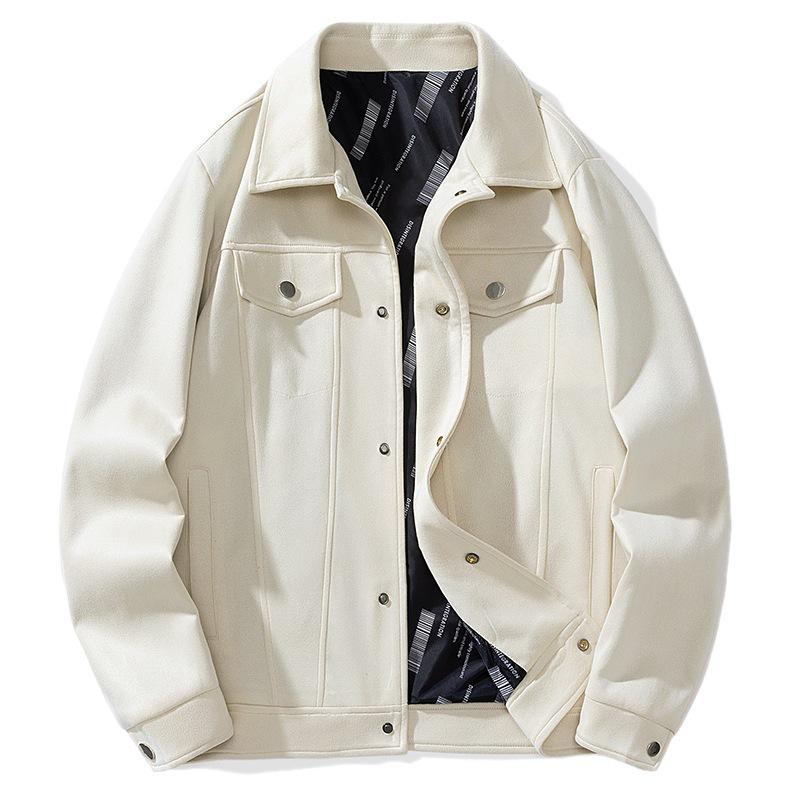 Men’s 2024 Autumn Suede Jacket: Trendy Loose Fit with Turn-Down Collar - Versatile Casual Top.