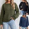 Women Casual Loose Off Shoulder Long Sleeve Cable Knit Pullover Sweater