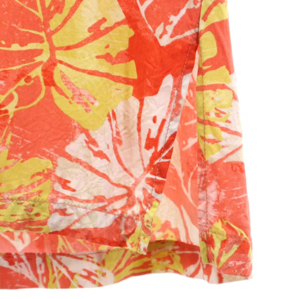 IOLANI 90s Old Leaf Pattern Short sleeve Aloha shirt S Orange series Men's Used