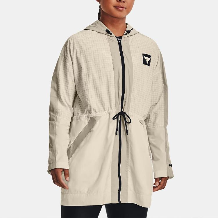 Under Armour Project Rock Johnson Woven Hooded Jacket Women Jackets Lime-White 1369960-279