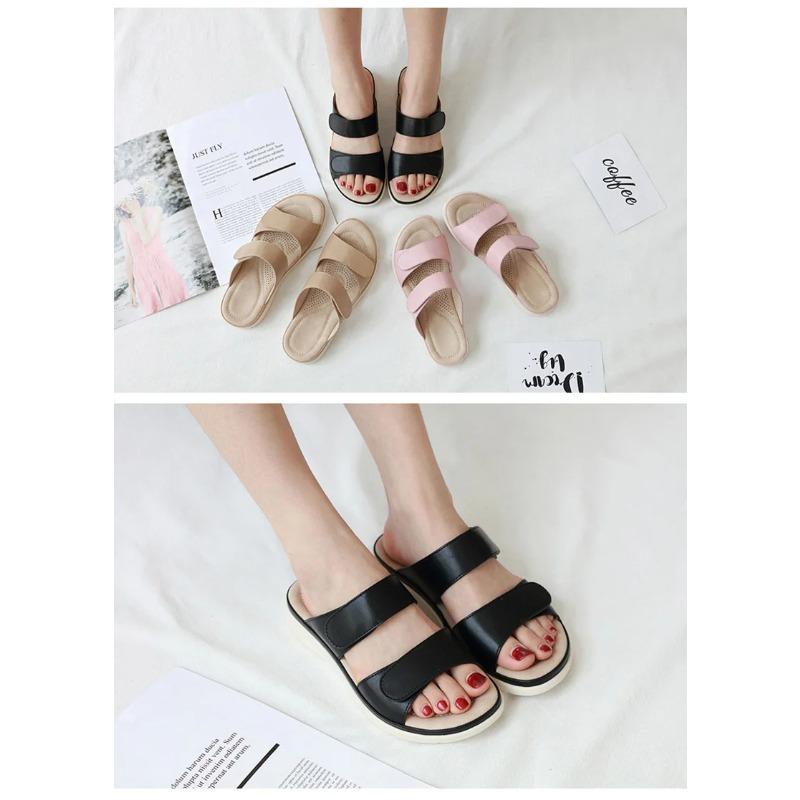 2026 Sommerschuhe Damen Sandalen Weich Flach Damen Sommerurlaub Rosa Schwarz Große Größe 41