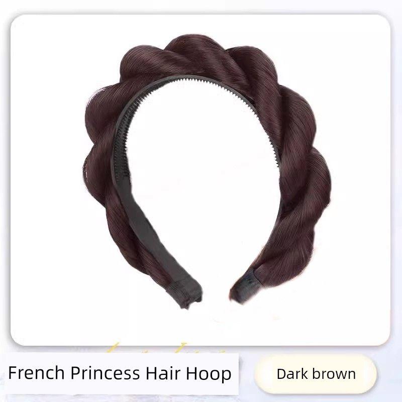 Wig Hair Hoop Female Qianjin Princess High Skull Top Twist Braid Braided Hair Headband Fluffy Artificial Hair Updo Gadget Headdress