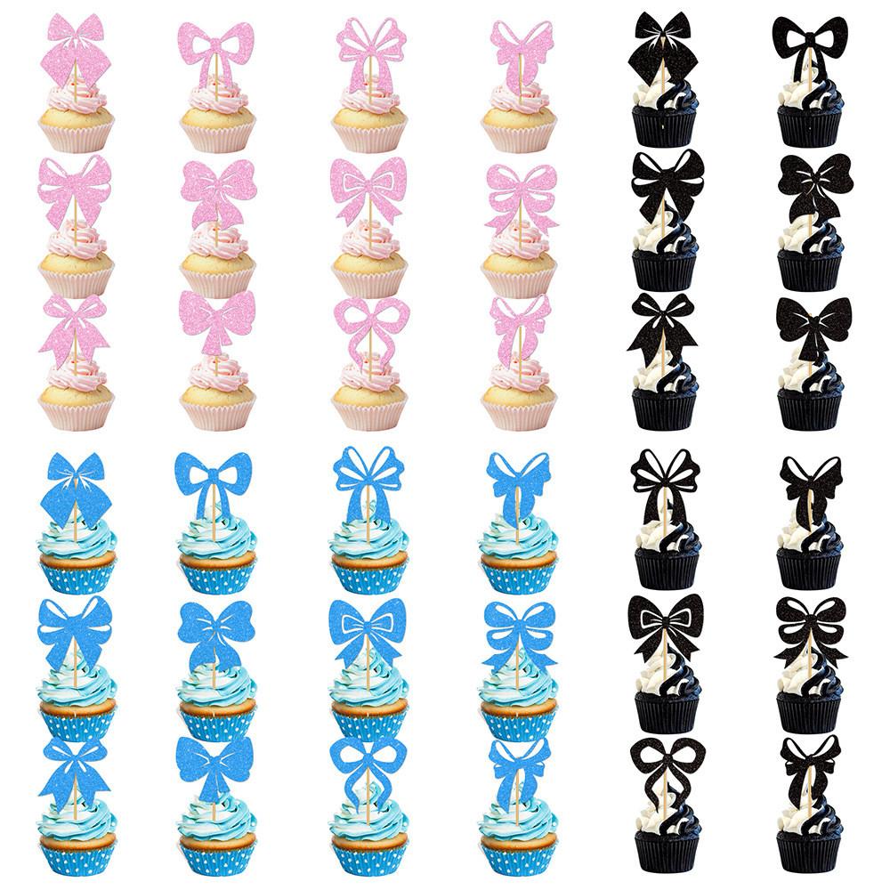 Birthday Bow Creative Sparkling Paper Flag Cake Decoration Plugin Party Props