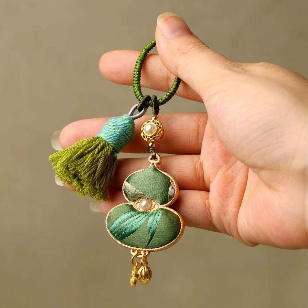 Blessing Woven Tassel Bag Pendant Good Luck Gourd Key-chain Brocade Gourd Pendant  Gifts зелёный