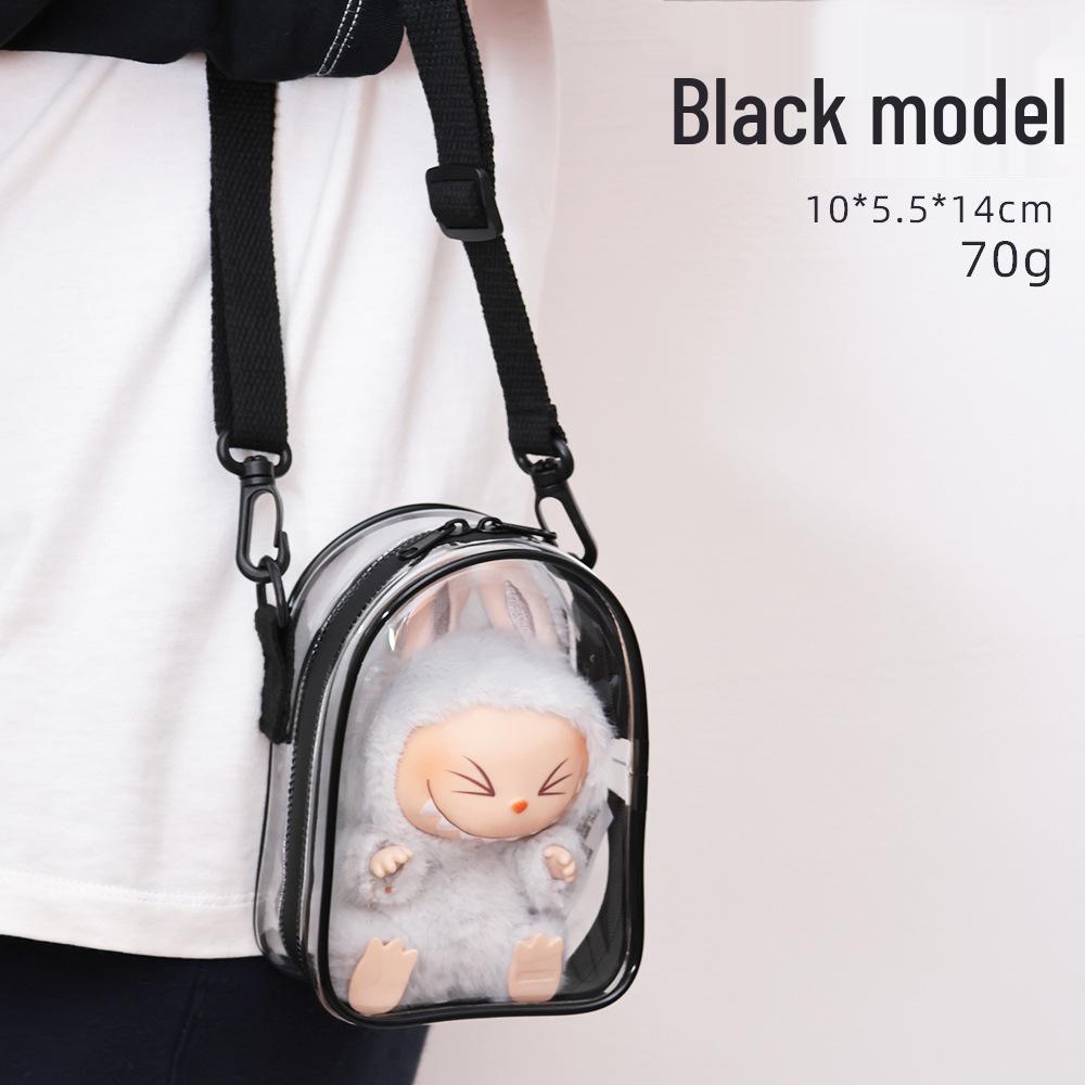 

Сумка-коляска для куклы 14 см - Прозрачный ПВХ, дизайн со звездами, с хлопковым отделением для хранения и демонстрации куклы.