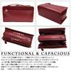 Maturi Cordovan Horse Leather Double Zipper Second Bag, Wine, MT-14