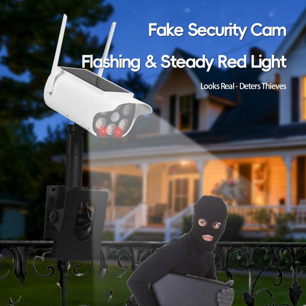 Solar Lights Outdoor Motion Sensor Garden Wall Fence Clip On Light LED Dummy Decoy Fake Security Camera Yard Sensing Lamp