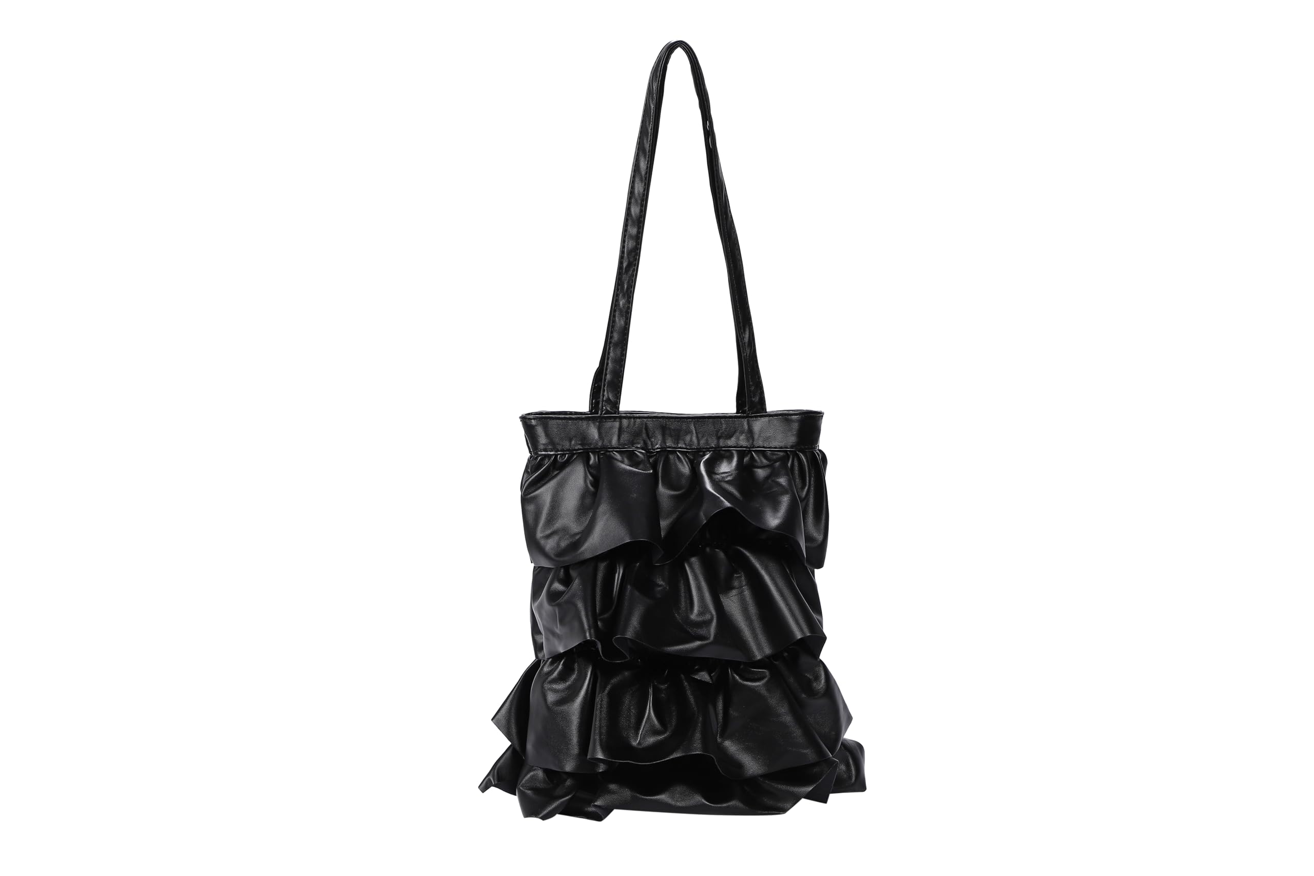 

Harugio Frill Tote Frilled Tote Tiered Pleated Tote Shoulder Korean Cute Bag, Bag, Bag, Bag, Bag, Women s Handbag, Black, White, Silver, Style, чорний