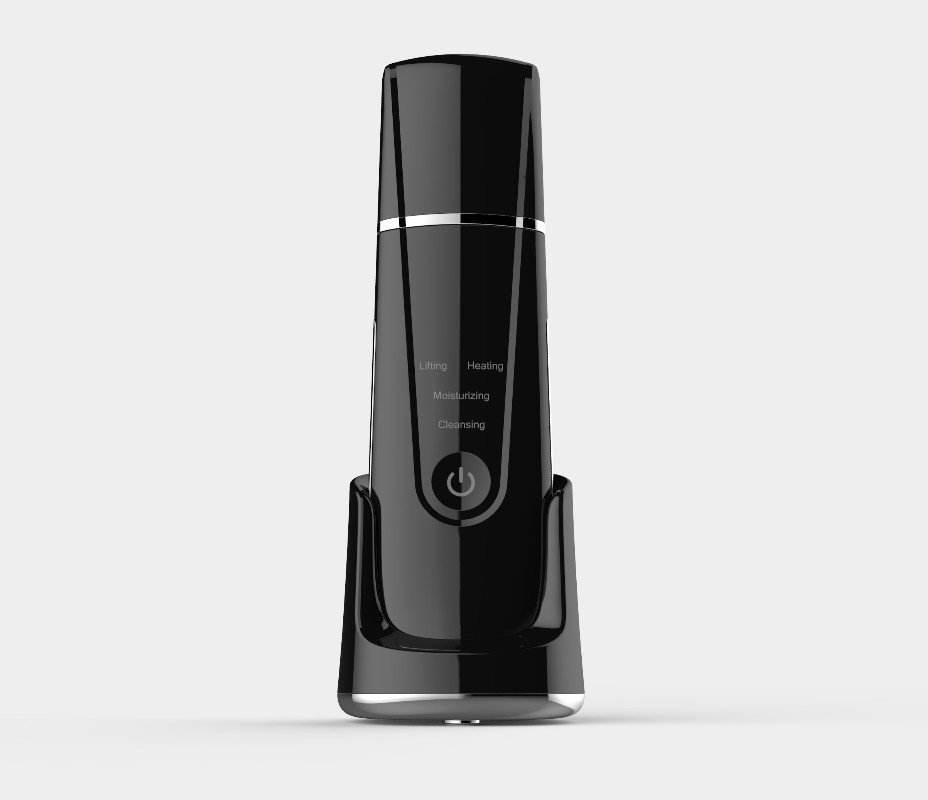 Multi-Functional Ultrasonic Skin Peeling Scrubber Facial Exfoliate Spatula for Body Nose Lips Cleansing Black