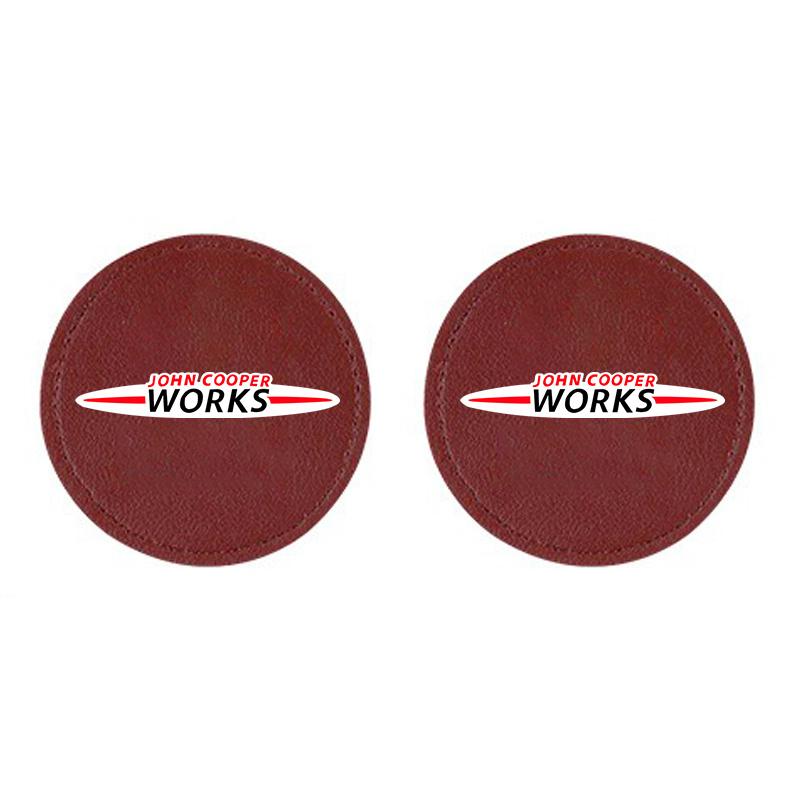Leather Water Cup Mat Car Accessories Silent Coaster For BMW Mini Works Cooper R50 R53 R55 R56 R60 R61 F54 F55 F56 F60 Clubman