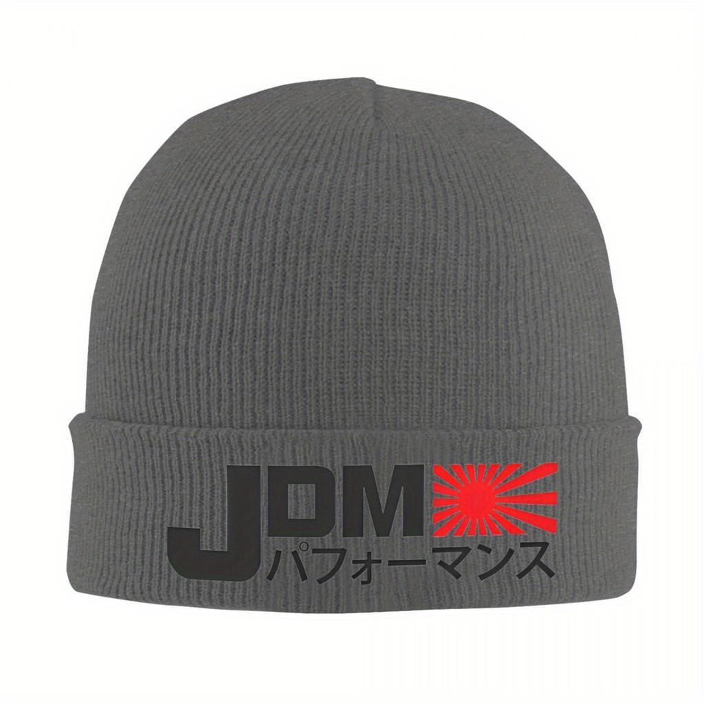 Logo JDM Knitted Hat for Women Men Skullies Beanies Winter Hat Acrylic Drift Car Warm Caps