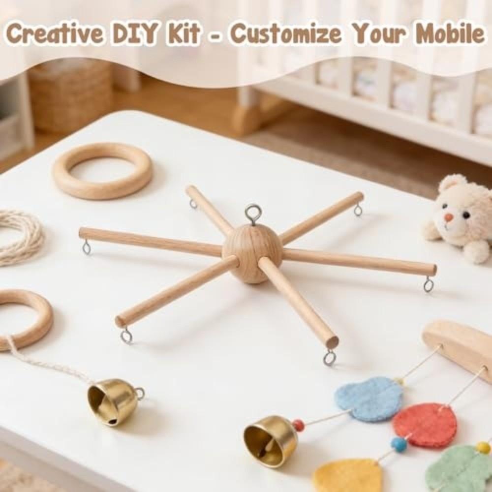 Drehbarer Windspielständer Rostfrei Babybett-Mobile Holz-Mobilegestell Kinderzimmer