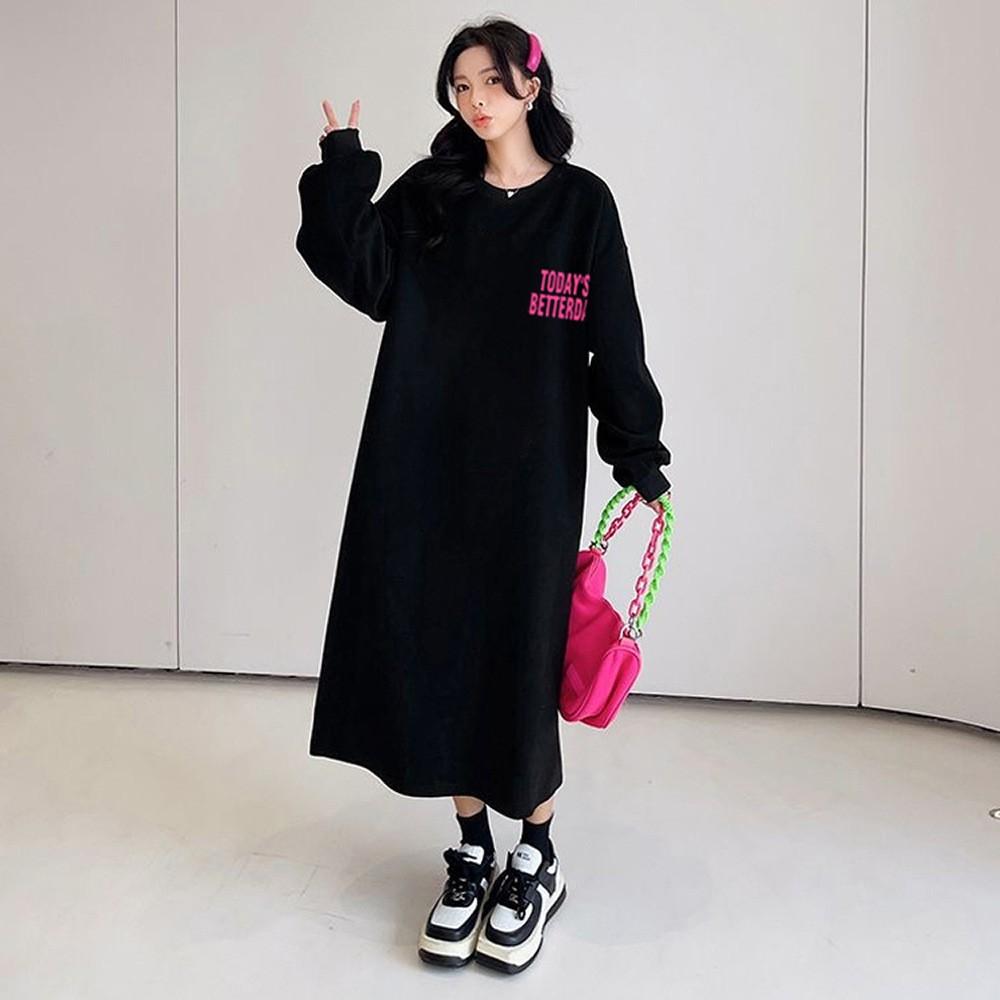 

YYFS Женская мода Осень Зима Длинный рукав Круглый вырез Свободная талия Повседневные платья Size: One Size