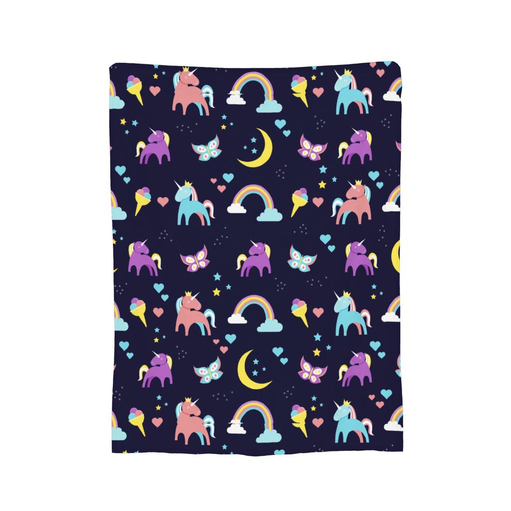 Cartoon Rainbow Unicorn Blanket Fleece Textile Decor Multi-function Lightweight Throw Blankets for Home Couch Plush Thin Quilt