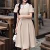 ZANZEA Women Lace Splice Round Neck Casual Short Sleeve Dress