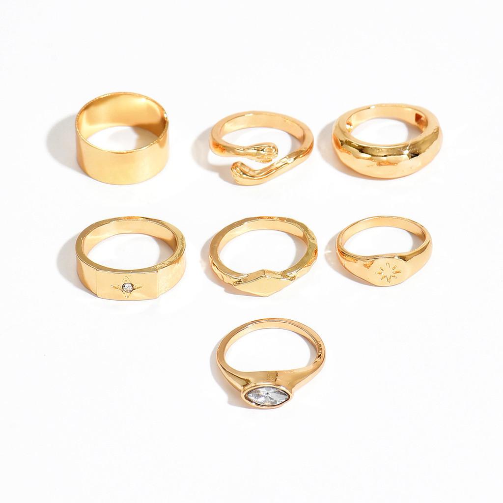 Geometric Star Ring Jewelry Set With Electroplated Zinc Alloy For Womens Fashion Accessories