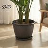Garden Flower Pots with Trays 12 Inch Thickened for Outdoor Indoor, Plastic Leaf-Pattern Texture Large Planters Planter Drainage Hole & Saucer,