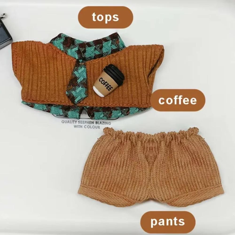 10cm Baumwollpuppenkleidung Preppy Stil Weste Kleidung für Plüschpuppen Ersatz Anzug Für Kawaii Puppenzubehör Kinder Verkleidungsspielzeug