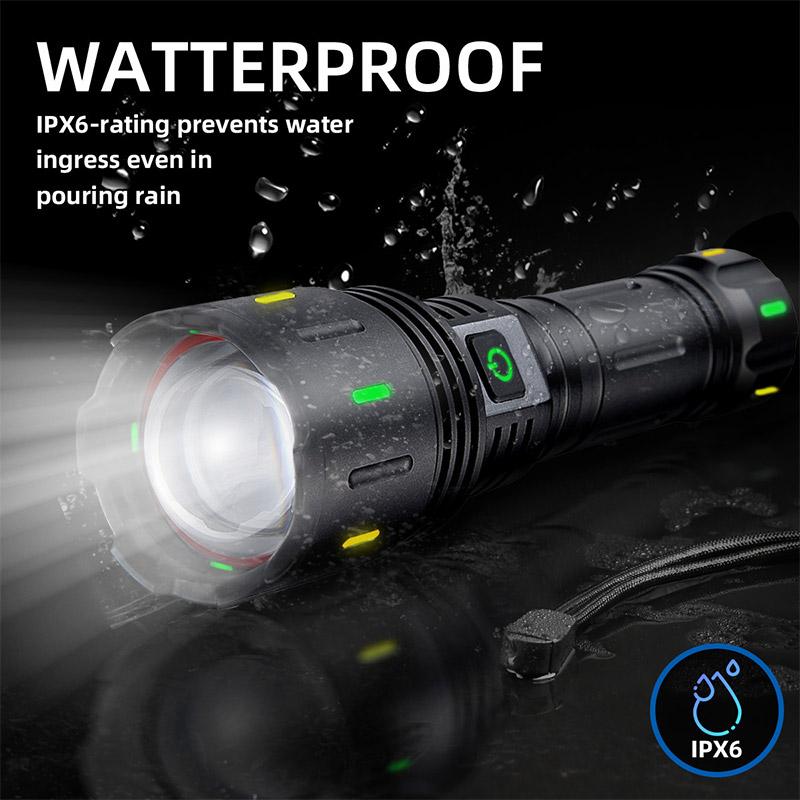 High Power Search Zoom Flashlight Strong Light Tactical Torch Camping Adventure Emergency Spotlight Flashlight With Fluorescent