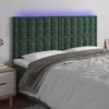 3122915 vidaXL LED Headboard Dark Green 160x5x118-128 Cm Velvet