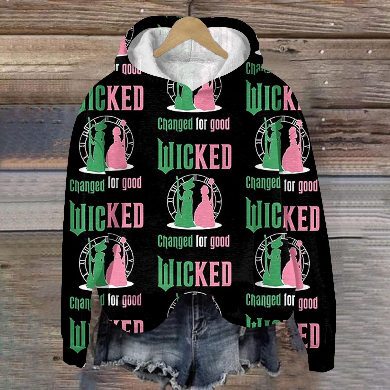 

Жіночий модний худі-пуловер з принтом «Погана відьма» XXXXL рожевий